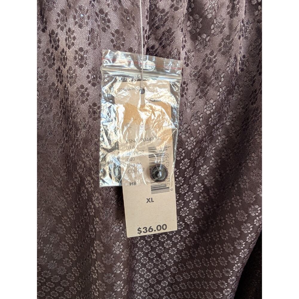 New Additions Maternity Floral Jacquard Balloon Sleeve charcoal gray Blouse XL - Picture 4 of 10
